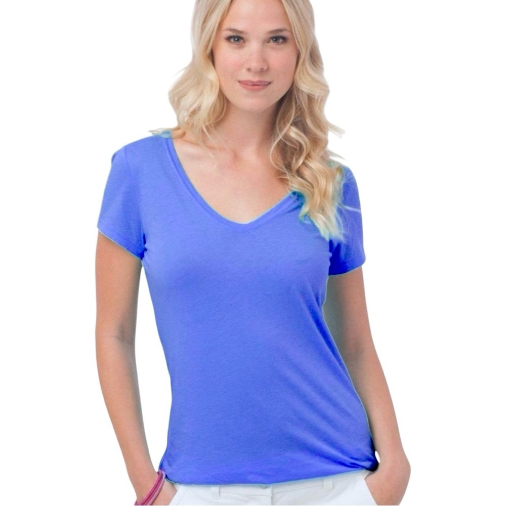 Southern Tide Katherine V-Neck Tee – Royal Blue, Size Small